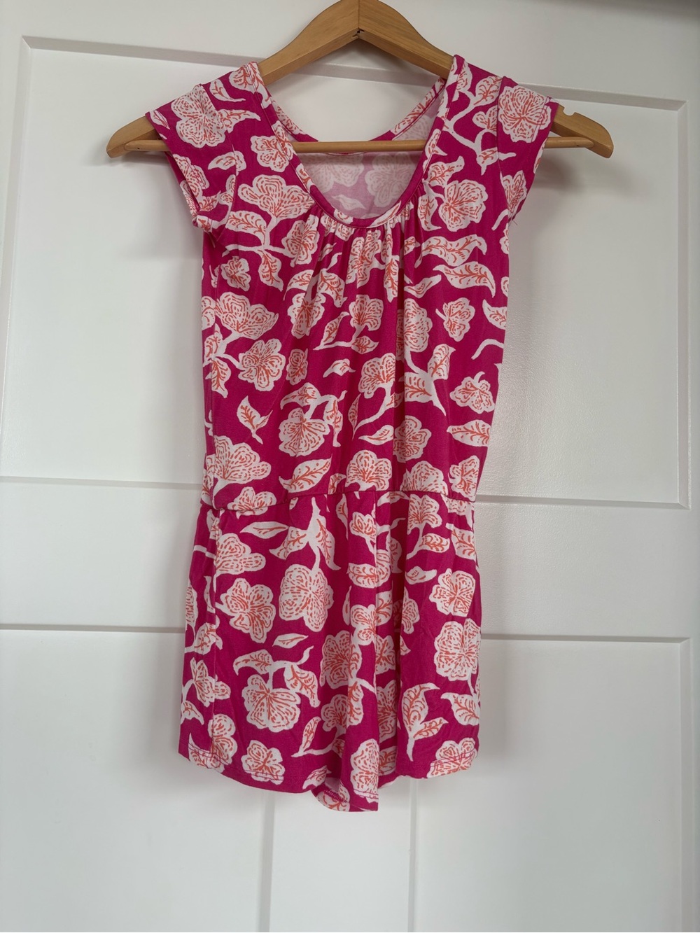Hatley Girls Pink Floral Scoop neck Romper Size 7